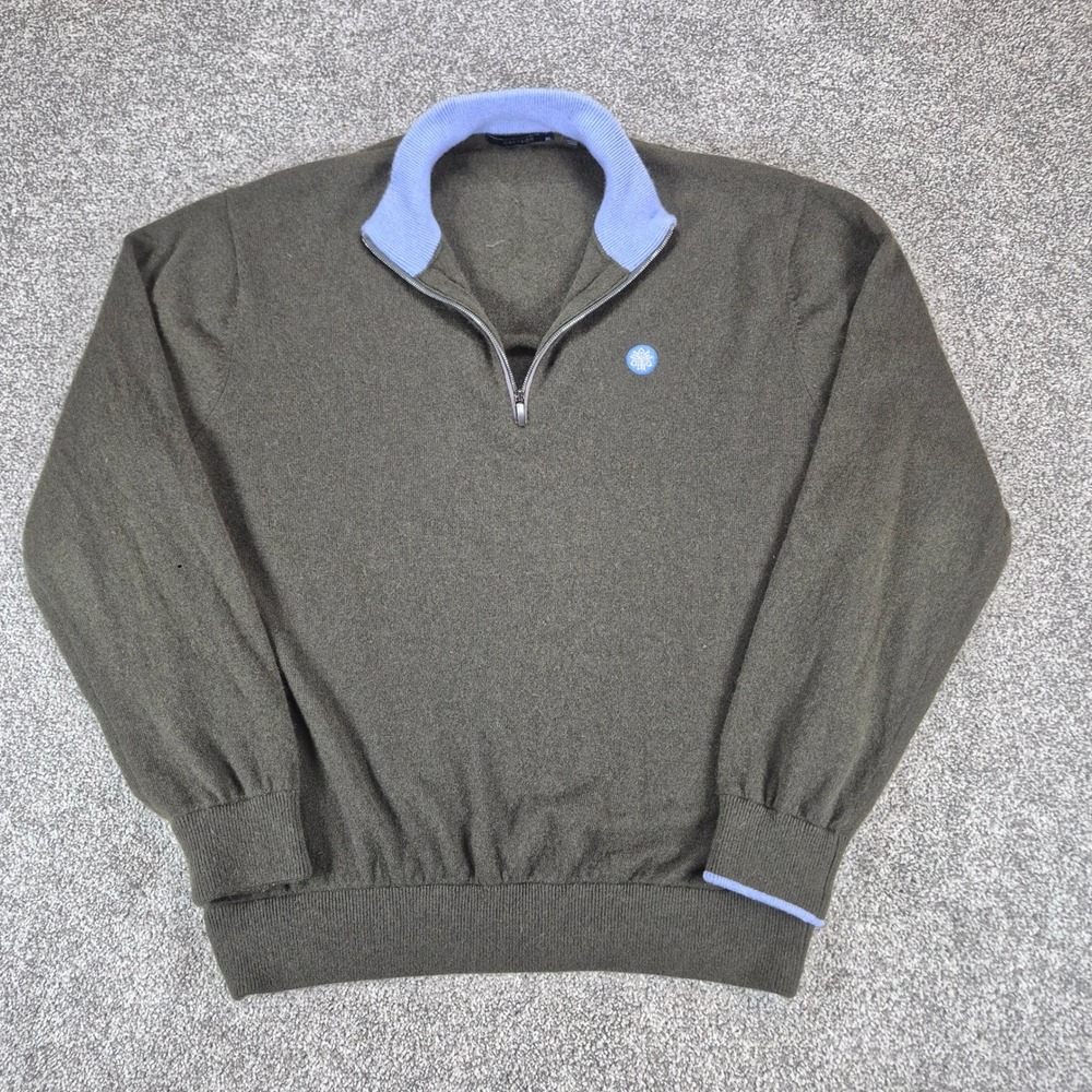 Greyson Wool Cashmere Sweater Mens XL Brown 1/4 Zip‎ Pullover Golf
